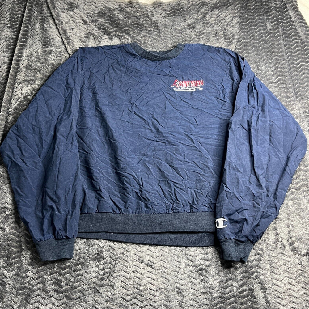 Vintage Champion Navy Blue Pullover Saint Marys Windbreaker Jacket Size XXL